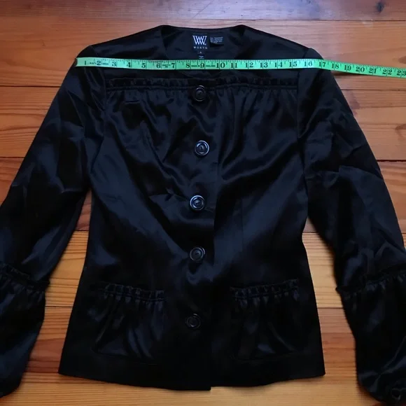 Worth Black Satin Flare Sleeve Jacket, EUC, 4 - Picture 7 of 13